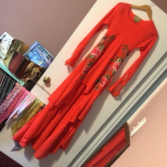 Rare WILDFOX Free People Sweater Dress Limited Edition Red Maxi Gown Statement - Picture 7 of 17